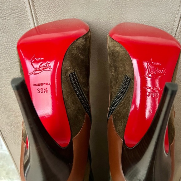 Christian Louboutin Canassone 100 Knee high Boots Cognac Olive Green Euro 38 - Picture 11 of 16